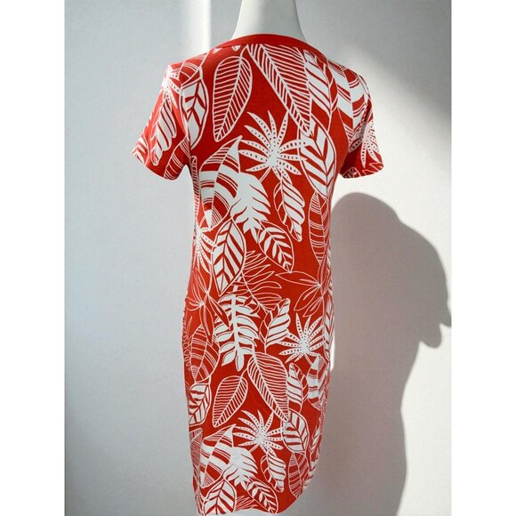 Old Navy Women’s Small Red White Tropical Leaf Print T-Shirt Dress NEW Beach - Picture 4 of 8